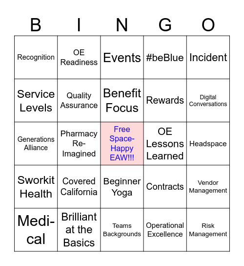 March Floor Meeting Bingo Card