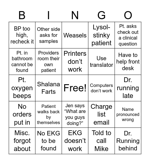 Checkout Bingo Card