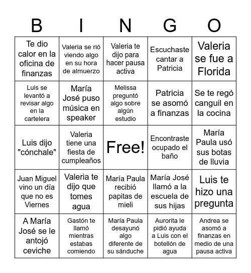 Bingo BRCR Bingo Card