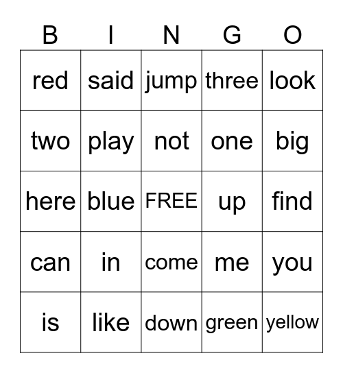 Sight Word Bingo (PP) Bingo Card