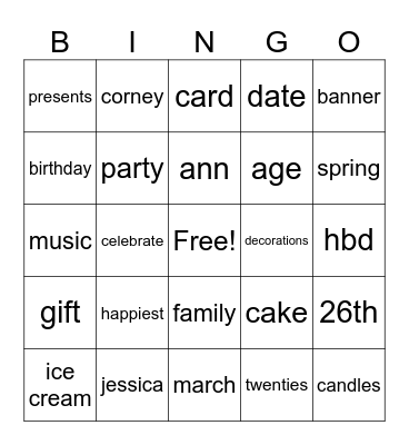 birthday bingo 2 Bingo Card