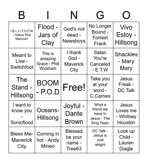 Jesus Bangers Bingo Card