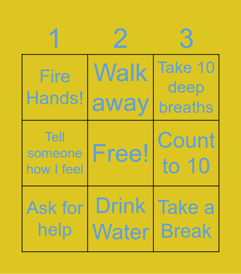 Calm Down Bingo Card