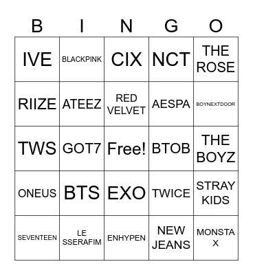 KPOP BINGO Card