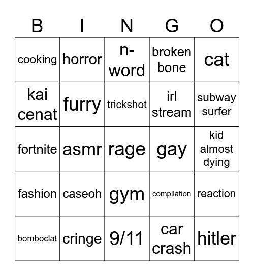 Insta Reels bingo Card