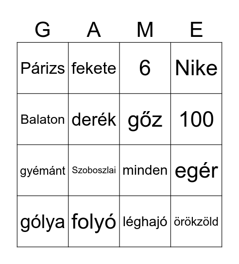 Baráti Bingo Card