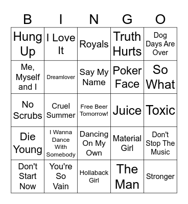 zWomen of Pop Bingo Card