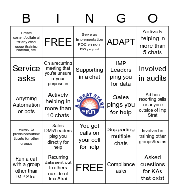 IMP Strat Random Taskmaster Bingo Card