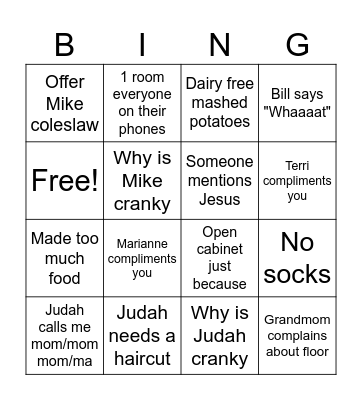 Easter survival Bingo Card