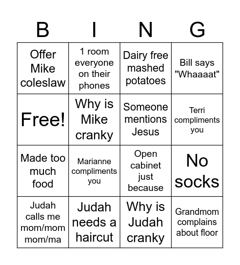 Easter survival Bingo Card