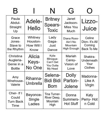 Radio Bingo Queen Divas Bingo Card