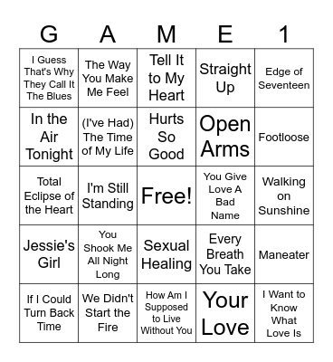 80s Bingo Card