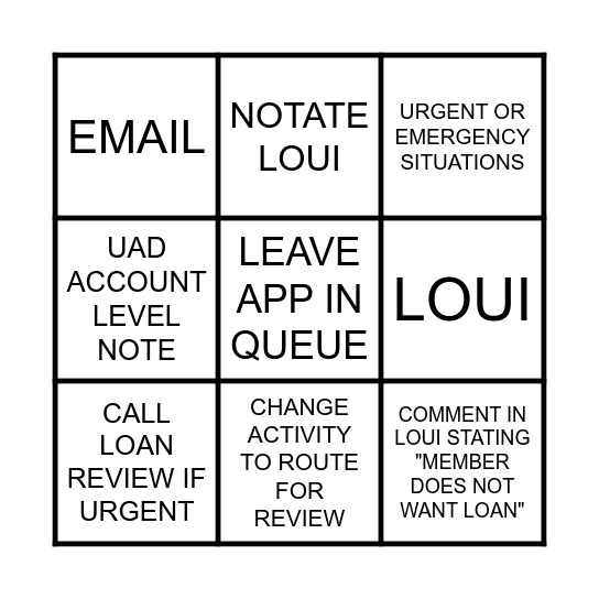 Conditonally Approved or In Process Loans Bingo Card