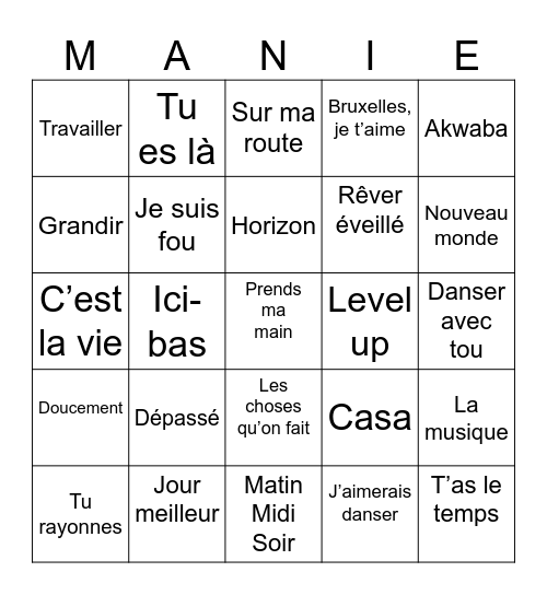 Manie Musicale 2024 Bingo Card