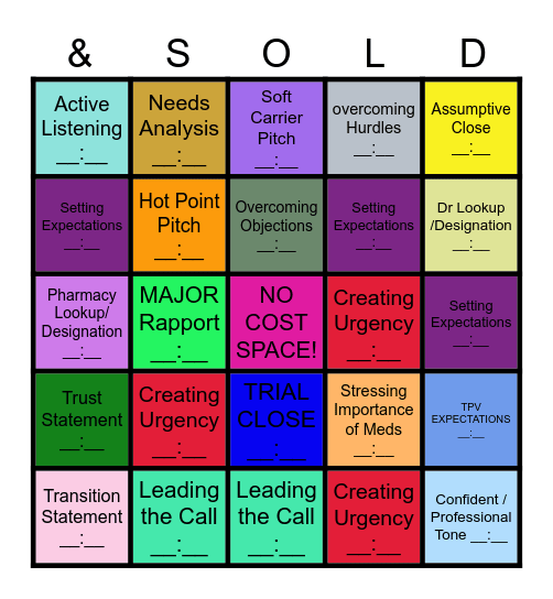 Behavior Bingo Card