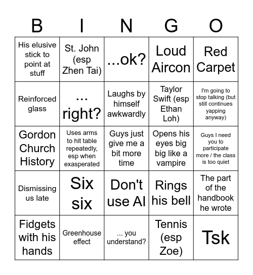 Wongo! (Wong Bingo) Bingo Card