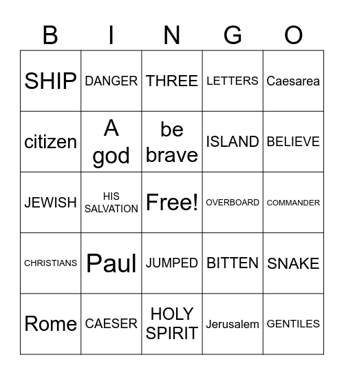 Paul's life Bingo Card