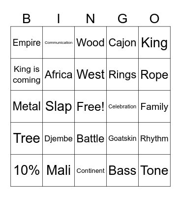 Djembe Bingo Card