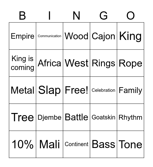 Djembe Bingo Card