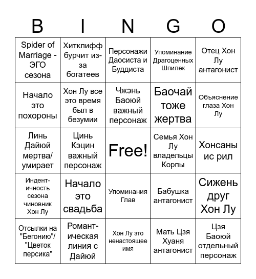 HONG LU CHAPTER Bingo Card