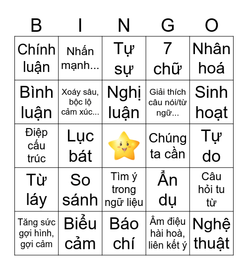 KẾT NỐI TRI THỨC ĐỌC-HIỂU Bingo Card