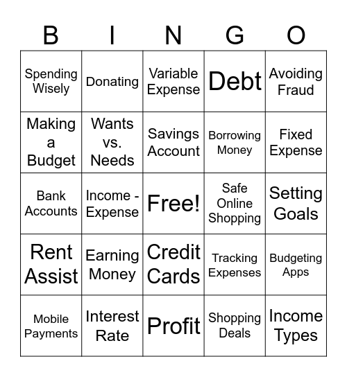 Budget Bingo Card