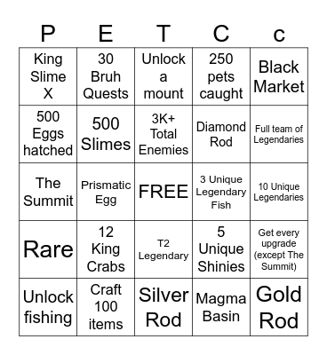 Pet Catchers Bingo (RELEASE) Bingo Card