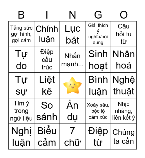 KẾT NỐI TRI THỨC ĐỌC-HIỂU Bingo Card