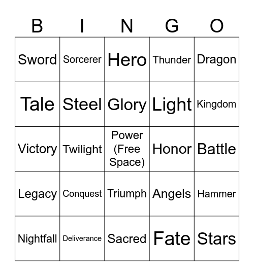 Power Metal Bingo Card