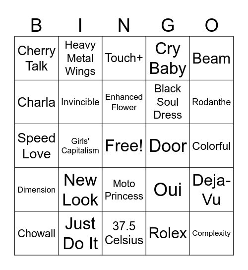 Joobin C104 Bingo Card
