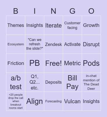 MMM Lingo Bingo Card