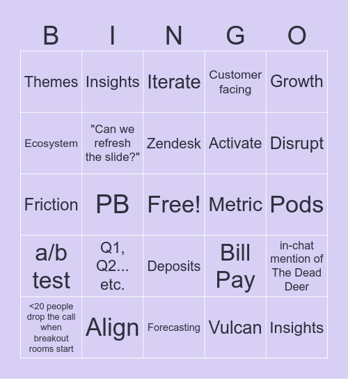 MMM Lingo Bingo Card