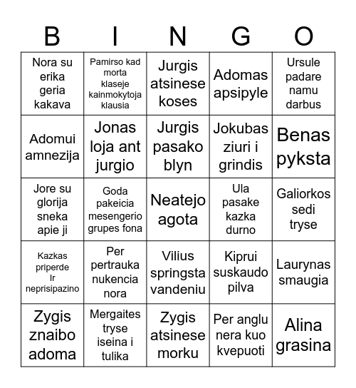 8.1 bingo Card