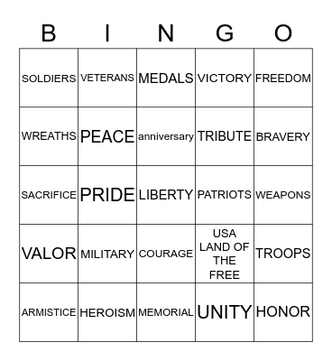 MEMORIAL DAY Bingo Card