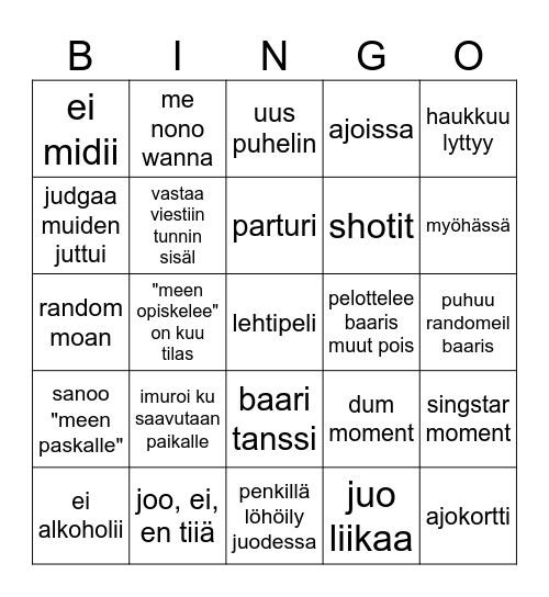 Alex Bingo Card