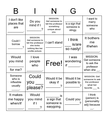Review Bingo Card