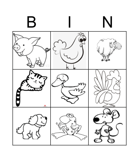 FARM ANIMALS Bingo Card