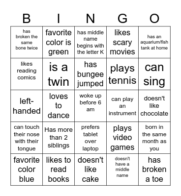 Who?... Bingo Card