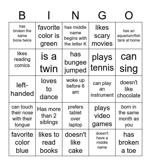 Who?... Bingo Card