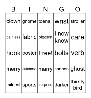 Level 2  Bingo - 2 Bingo Card