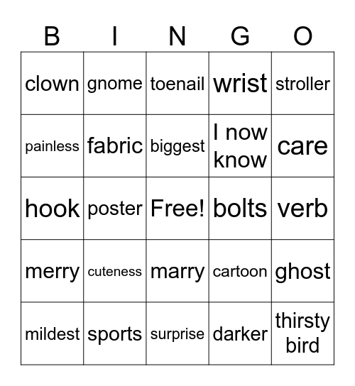 Level 2  Bingo - 2 Bingo Card