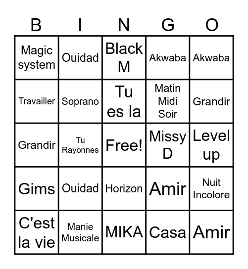 Manie Musicale 2024 Bingo Card