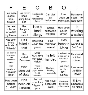 FECBO Bingo Card