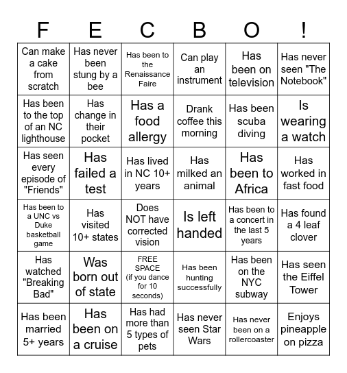 FECBO Bingo Card