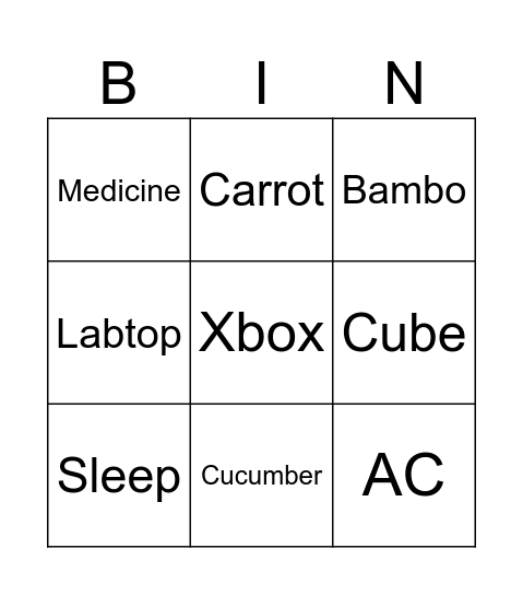 InI io Bingo Card