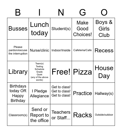 April Announcements Bingo! Bingo Card