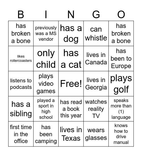 All-Hands Bingo 4/1 Bingo Card