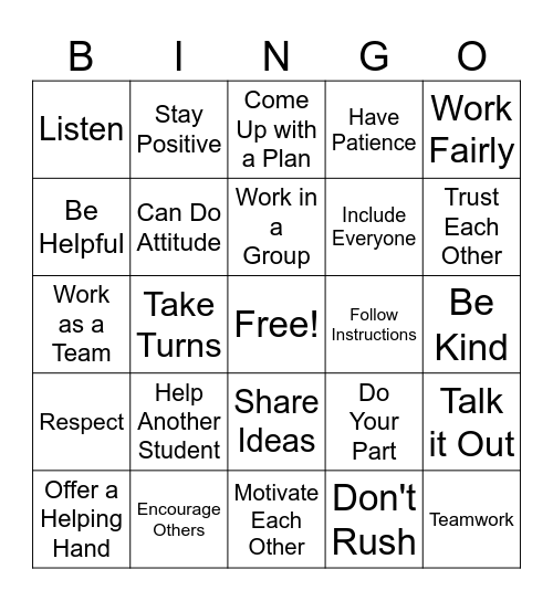 Cooperation BINGO Card