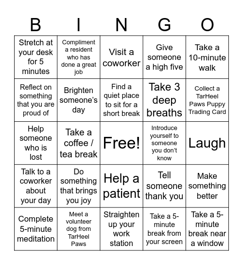 Spring Mindfulness Bingo- Check 1 box per day Bingo Card