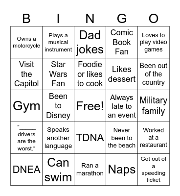 Jumpstart Bingo Card